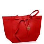 Elizabeth Arden Red Tote Bag Purse W Tag And Golden Toned Ornament